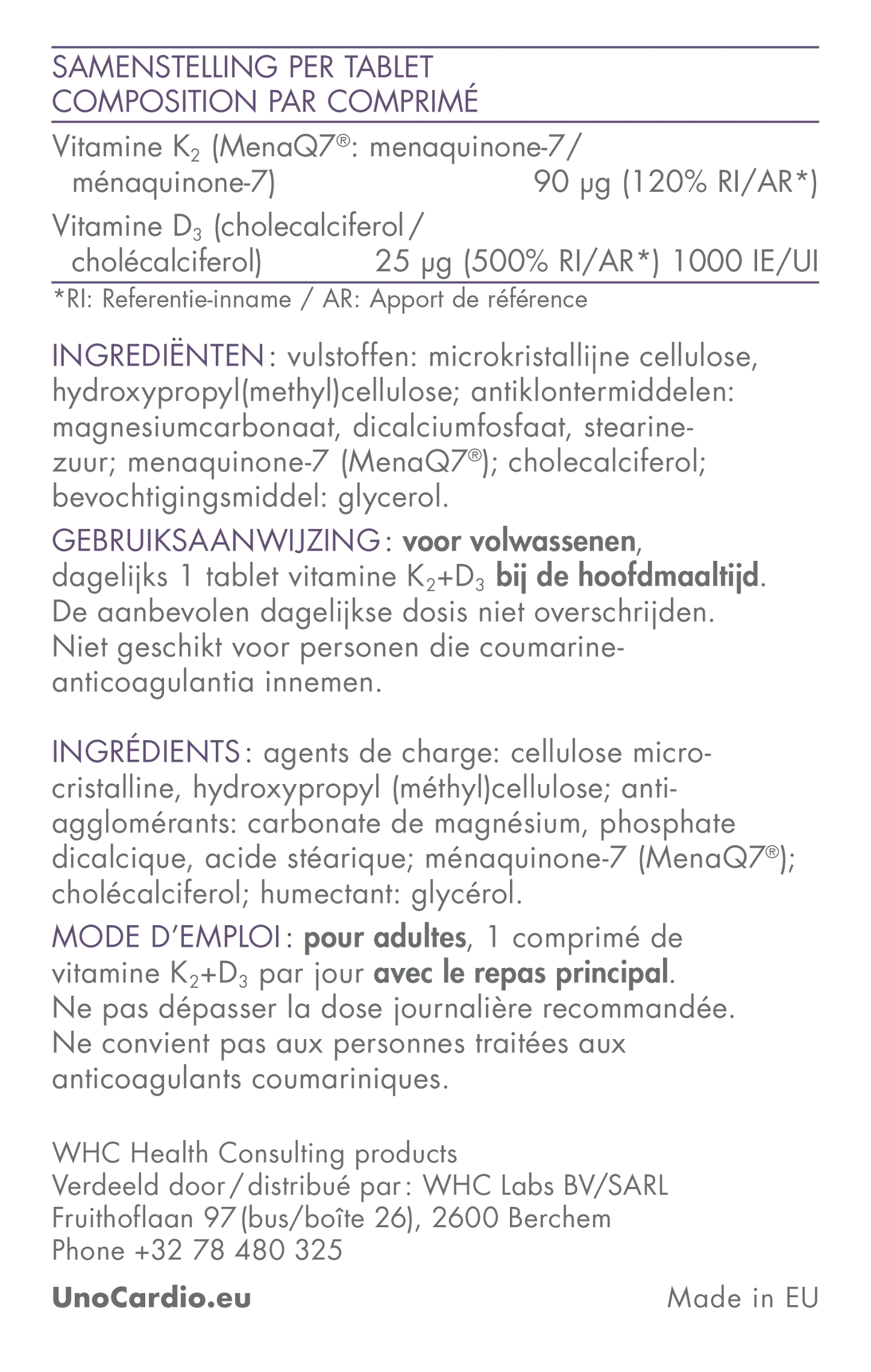 WHC Vitamin K2 + D3 Mijn winkel{SiRo} {Collagen} {Collageen}