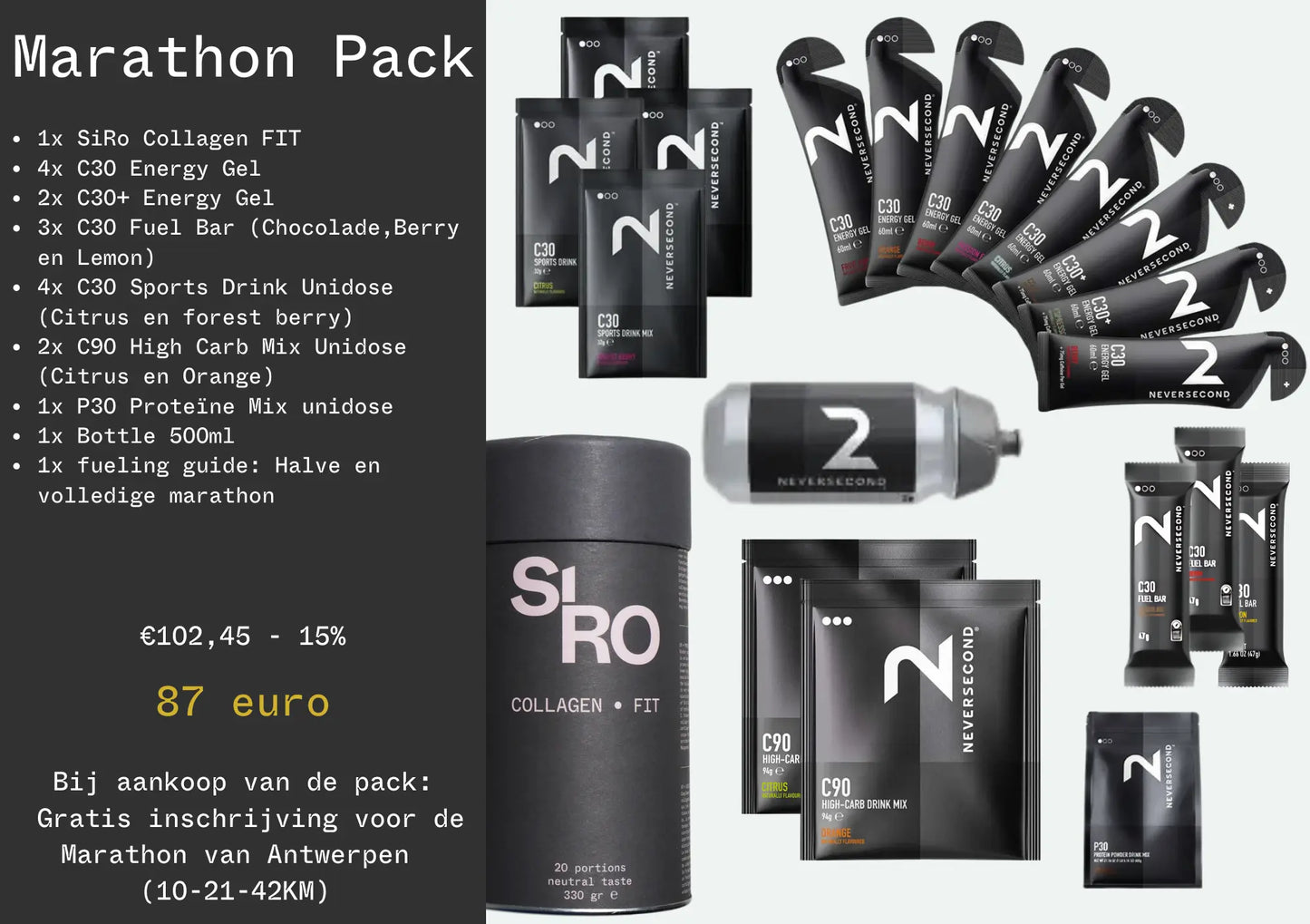 SiRo x Neversecond Marathon Ghent pack SiRo Supplements{SiRo} {Collagen} {Collageen}