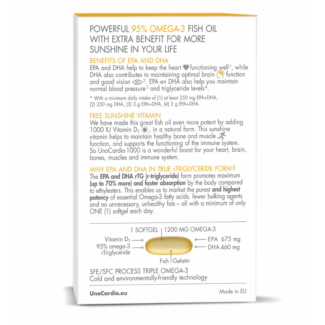 UnoCardio®1000 + Vitamine D (60 softgels)